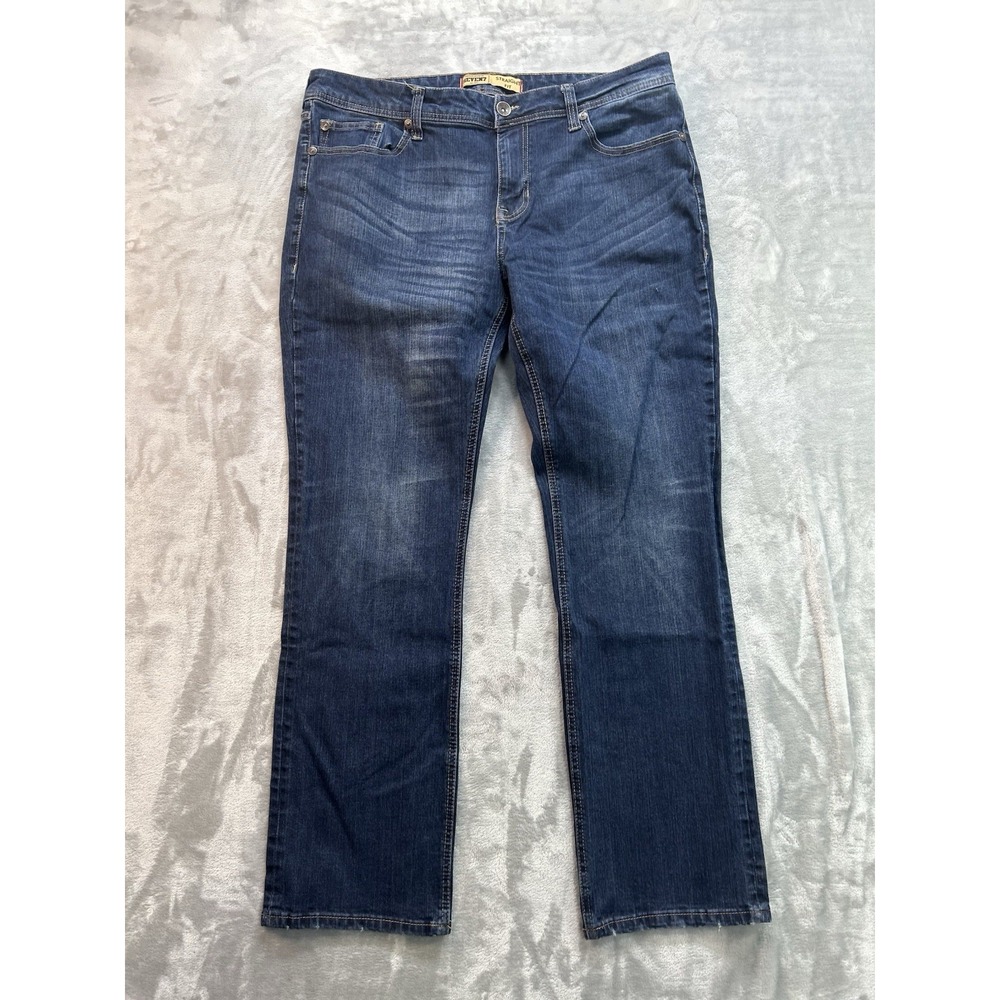 Seven7 Jeans Mens Sz 38x34 Dark Blue Straight Fit Stretch Western Cowboy Rodeo